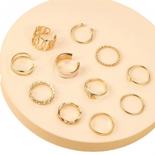 Zinc Set anillo de aleación, aleación de zinc, chapado, once piezas & Joyería & para mujer, dorado, Vendido por Set