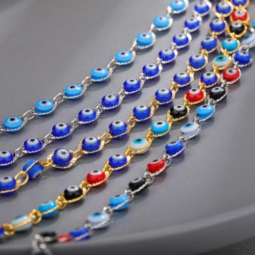 Mode Evil Eye Perlen, Messing, mit Harz, mit Verlängerungskettchen von 5cm, Modeschmuck & für Frau, keine, Länge:ca. 17 cm, verkauft von PC