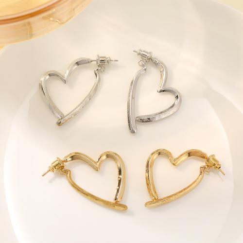 Zinc Alloy Stud Earring, Heart, plated, fashion jewelry & for woman 38mm 
