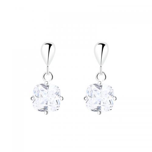 Sterling Silver Cubic Zirconia Earring, 925 Sterling Silver, plated, micro pave cubic zirconia & for woman, silver color 