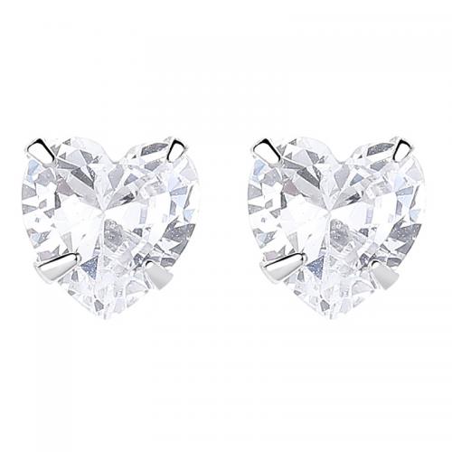 Sterling Silver Cubic Zirconia Earring, 925 Sterling Silver, plated & micro pave cubic zirconia & for woman, platinum color 