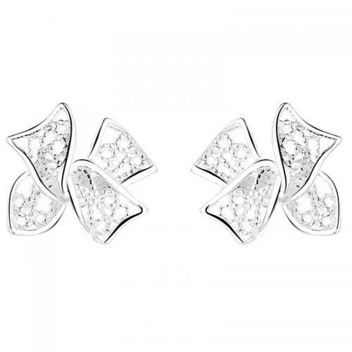 Sterling Silver Stud Earring, argent sterling 925, Noeud papillon, Placage, pour femme, argent Vendu par paire