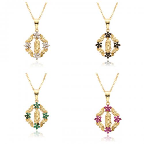 Cubic Zircon Micro Pave Brass Necklace, plated & micro pave cubic zirconia & for woman Approx 41-50 cm 