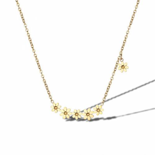 Titanium Steel Jewelry Necklace, with 5cm extender chain, Daisy, Vacuum Ion Plating, fashion jewelry & for woman, golden, nickel, lead & cadmium free Approx 40 cm 
