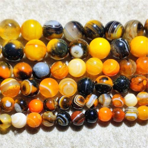 Natürliche Streifen Achat Perlen, rund, DIY & verschiedene Größen vorhanden, gemischte Farben, Länge:ca. 38-40 cm, verkauft von Strang