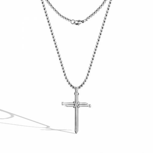 Titanium Steel Jewelry Necklace, Cross, Vacuum Ion Plating, fashion jewelry & Unisex nickel, lead & cadmium free, 57mm Approx 75 cm 