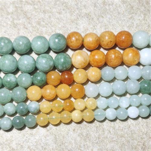 Einzelne Edelstein Perlen, Drei farbige Jade, rund, DIY & verschiedene Größen vorhanden, gemischte Farben, Länge:ca. 36-38 cm, verkauft von Strang