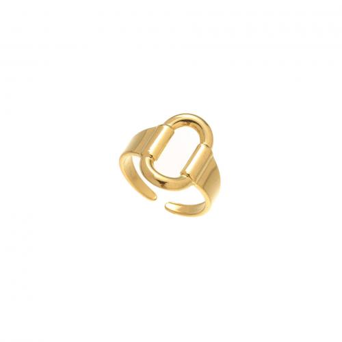 Anillo de dedo de acero Titanium de, Partículas de acero, Joyería & para mujer, dorado, diameter 17mm, Vendido por UD