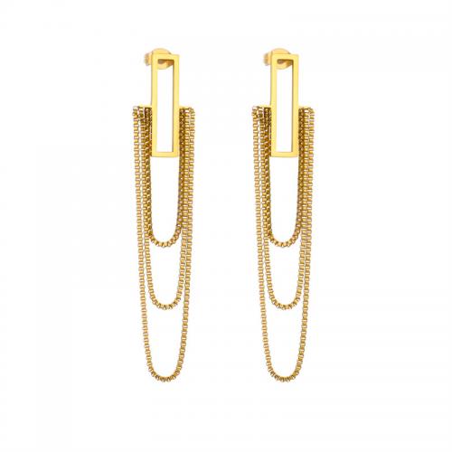 Titanium Steel Earrings, fashion jewelry & for woman, golden, 70mm 