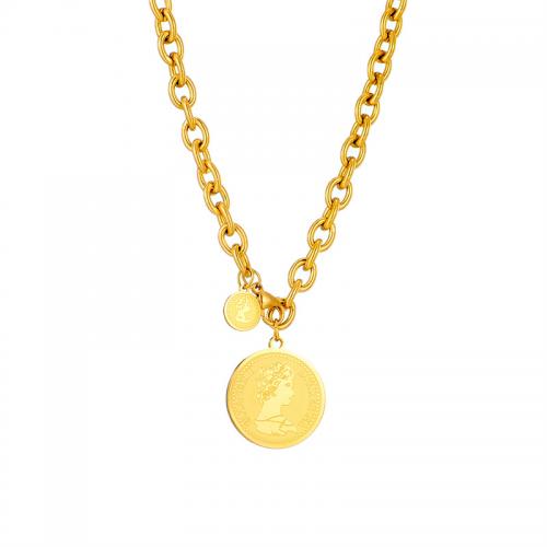 Титан ожерелье ювелирных изделий, титан, ювелирные изделия моды & Женский, Золотой, длина:Приблизительно 45 см, продается Strand