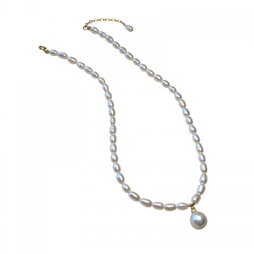 Collier de perles d'eau douce naturelles, perle d'eau douce cultivée, bijoux de mode & pour femme Environ 40 cm, Vendu par brin