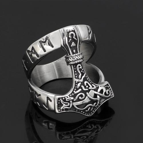 Titanium Steel Finger Ring, vintage & for man, silver color 