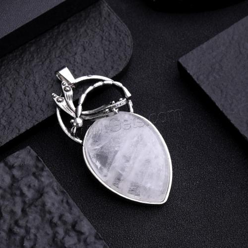 Gemstone Zinc Alloy Pendants, Natural Stone, with Zinc Alloy, Dragonfly, silver color plated, DIY 