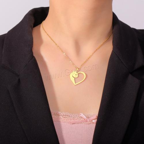 Titanium Steel Jewelry Necklace, with 5CM extender chain, Heart, plated, for woman & hollow cm 
