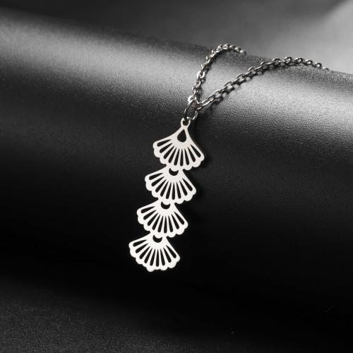 Titanium Steel Jewelry Necklace, with 5CM extender chain, Ginkgo Leaf, plated, for woman & hollow cm 
