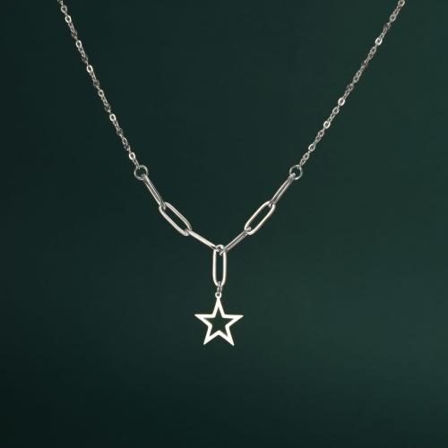 Collier de bijoux de titane, Acier titane, avec 5CM chaînes de rallonge, étoile, Placage, pour femme & creux, plus de couleurs à choisir cm, Vendu par PC