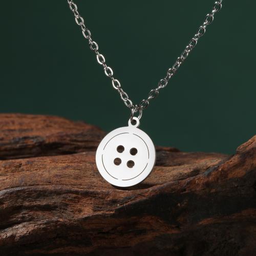 Titanium Steel Jewelry Necklace, with 5CM extender chain, Button Shape, plated, for woman & hollow cm 