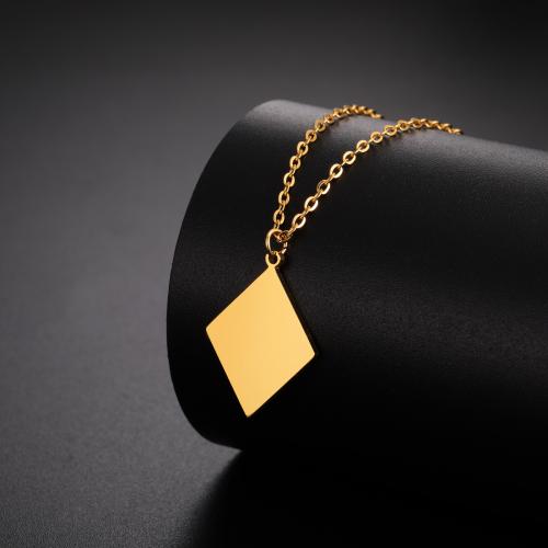 Titanium Steel Jewelry Necklace, with 5CM extender chain, Rhombus, plated, for woman cm 