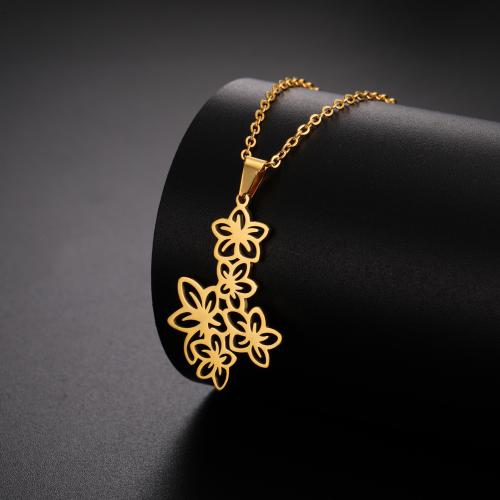 Titanium Steel Jewelry Necklace, with 5CM extender chain, Flower, plated, for woman & hollow cm 