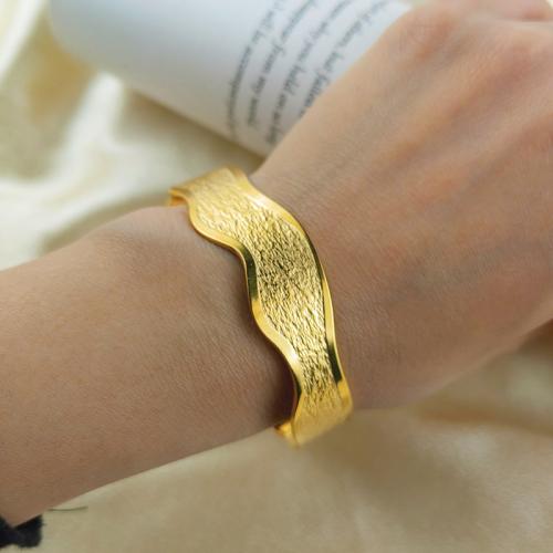 Titanium Steel Bracelet & Bangle, gold color plated, for woman cm 