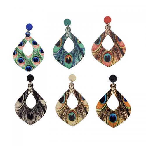 Wood Earring, stoving varnish, fashion jewelry & for woman & hollow 