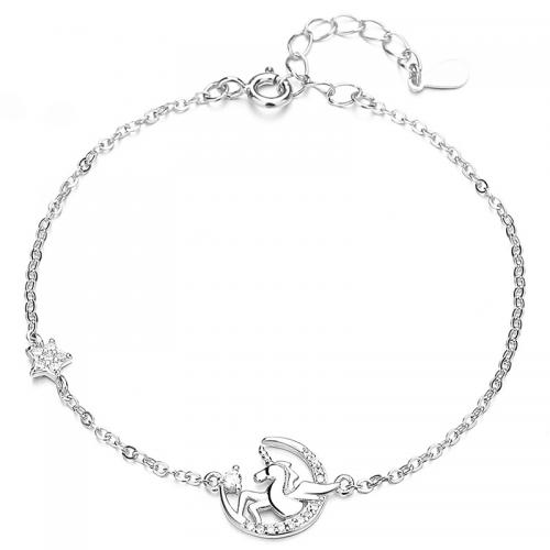Cubic Zirconia Micro Pave Sterling Silver Bracelet, 925 Sterling Silver, with 3.5CM extender chain, plated, micro pave cubic zirconia & for woman Approx 15 cm 