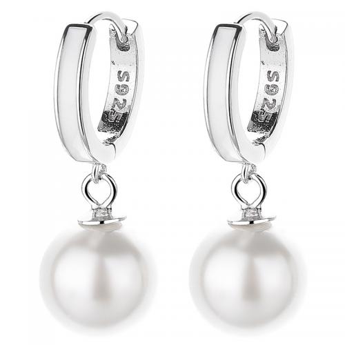 Sterling Silver Drop Earring, 925 Sterling Silver, with Plastic Pearl, plated, for woman & epoxy gel 