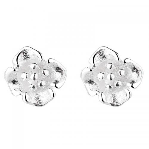 Sterling Silver Stud Earring, argent sterling 925, Placage, pour femme, argent, 6.6mm, Vendu par paire