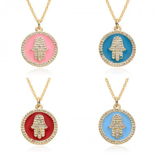 Cubic Zircon Micro Pave Brass Necklace, plated, micro pave cubic zirconia & for woman & enamel Approx 41-50 cm 
