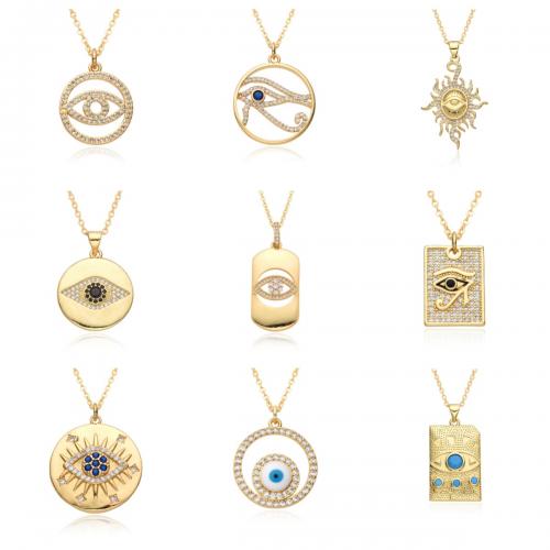 Collier Evil Eye bijoux, laiton, Placage, styles différents pour le choix & pavé de micro zircon & pour femme & émail, plus de couleurs à choisir Environ 41-50 cm, Vendu par PC