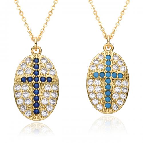 Cubic Zircon Micro Pave Brass Necklace, plated, micro pave cubic zirconia & for woman Approx 41-50 cm 