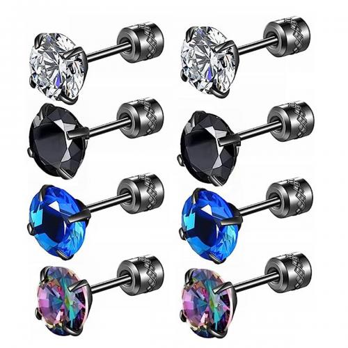 Stainless Steel Rhinestone Stud Earring, 304 Stainless Steel, polished, fashion jewelry & for woman & with rhinestone 6mm 