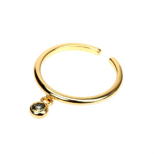 Цирконий Micro Pave Латунь палец кольцо, ювелирные изделия моды & инкрустированное микро кубического циркония & Женский, Золотой, diameter 17mm, продается PC