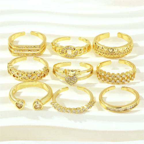 Латунное кольцо с стразами, Латунь, разные стили для выбора & Женский & со стразами, Много цветов для выбора, diameter 17mm, продается PC