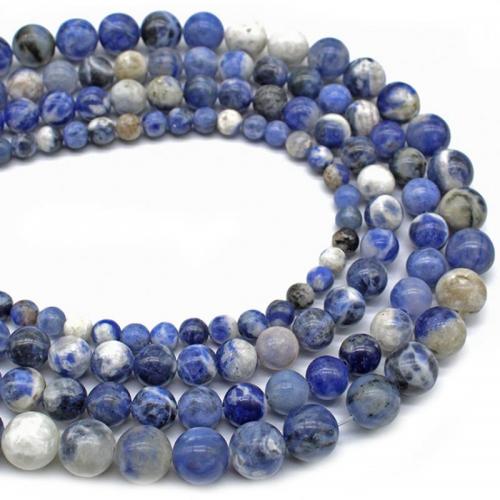 Sodalith Perlen, Sosalith, rund, poliert, DIY & verschiedene Größen vorhanden, blau, Länge:ca. 38 cm, verkauft von Strang