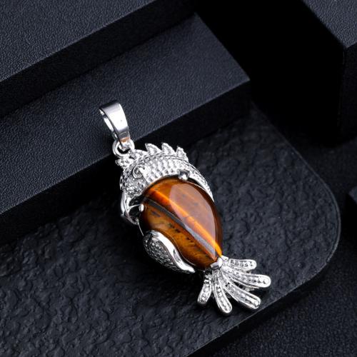 Gemstone Zinc Alloy Pendants, Natural Stone, with Zinc Alloy, Bird, silver color plated, DIY 