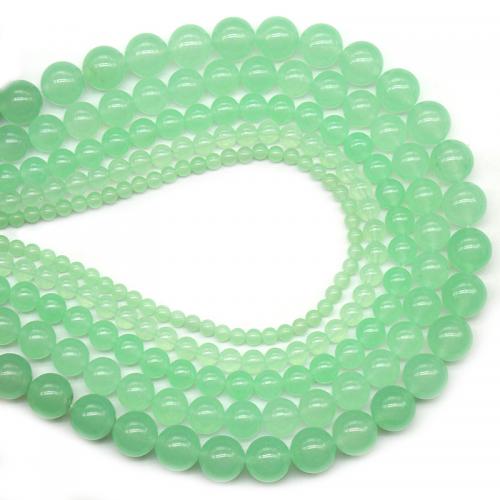 Single Gemstone Beads, Green Calcedony, Round, polished, DIY green Approx 38 cm 