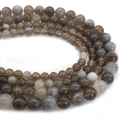 Perles agates grises naturelles, agate grise, Rond, poli, DIY & normes différentes pour le choix, gris Environ 38 cm, Vendu par brin