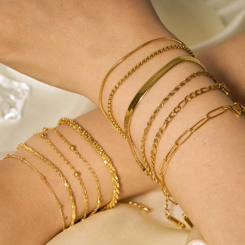 Titane bracelet en acier et bracelet, Acier titane, Placage, bijoux de mode & modèles différents pour le choix, doré, Vendu par PC
