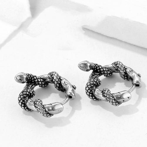 Titanium Steel Earrings, Snake, plated, fashion jewelry, silver color 