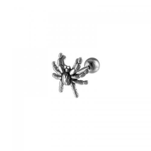 Titanium Steel Earrings, Spider, plated, fashion jewelry, silver color 