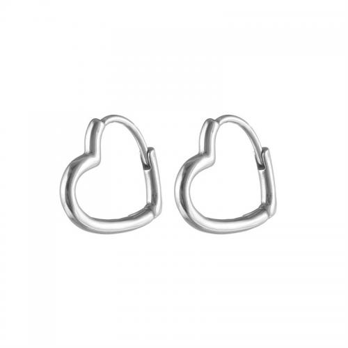 Titanium Steel Earrings, Heart, plated, fashion jewelry, silver color 