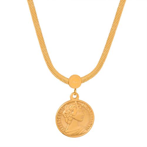 Collier de bijoux de titane, Acier titane, avec 5CM chaînes de rallonge, Placage, pour femme, doré Environ 40 cm, Vendu par PC