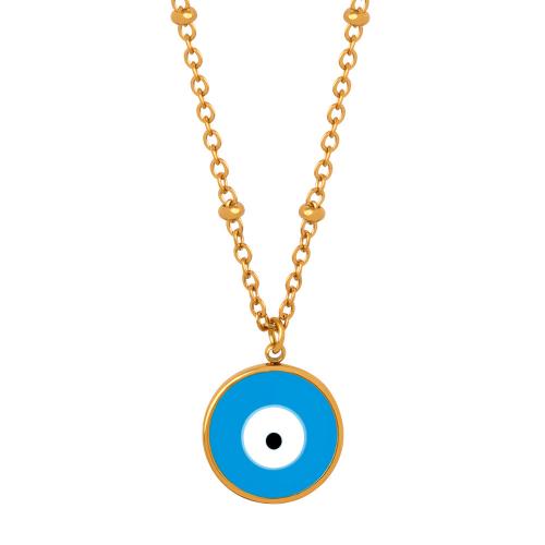 Evil Eye Jewelry Necklace, Titanium Steel, plated, for woman & enamel 