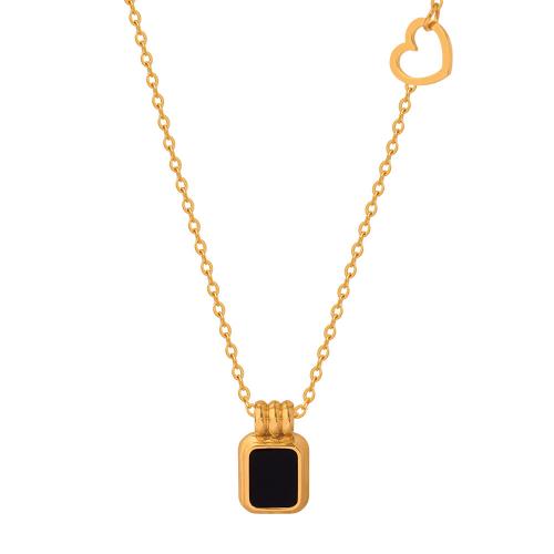 Collier de bijoux de titane, Acier titane, avec Acrylique, avec 5cm chaînes de rallonge, Placage, pour femme, doré Environ 40 cm, Vendu par PC