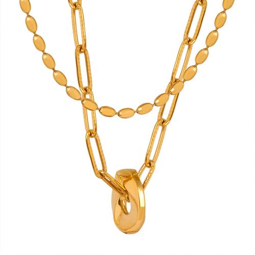 Collar de la joyería de titanio, Partículas de acero, con 5CM extender cadena, chapado, para mujer, dorado, longitud:aproximado 35-39 cm, Vendido por UD
