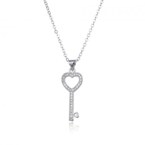 Cubic Zircon Micro Pave Brass Necklace, with 5cm extender chain, plated, micro pave cubic zirconia & for woman cm 