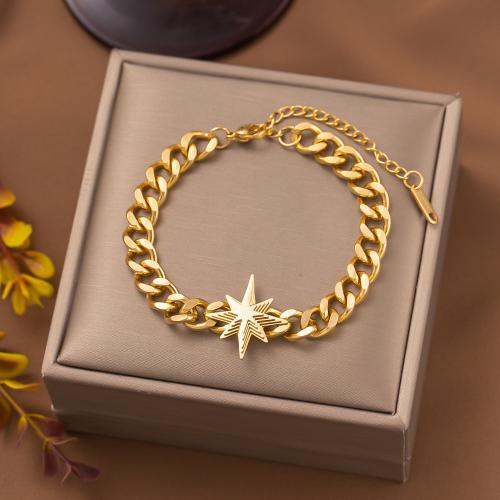 Titanium Steel Bracelet, with 2inch extender chain, gold color plated & for woman Approx 7-7.5 Inch 