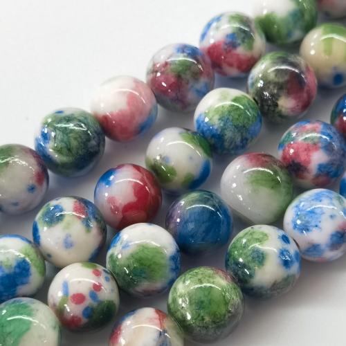 Perles de pierre gemme unique, calcédoine, Rond, vernis au four, DIY & normes différentes pour le choix, couleurs mélangées Environ 40 cm, Vendu par brin