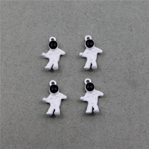Zinc Alloy Enamel Pendants, Astronaut, painted, fashion jewelry & DIY, white and black Approx 